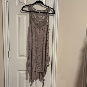 Chic Asymmetrical Taupe Dress
